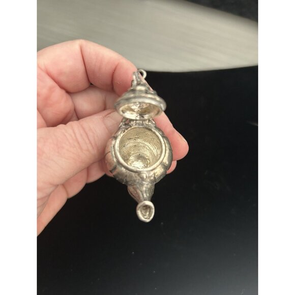 Vintage Gianna Rose 1995 Mini pewter Teapot Rose hinged Lid Pill box Trinket - Picture 4 of 11